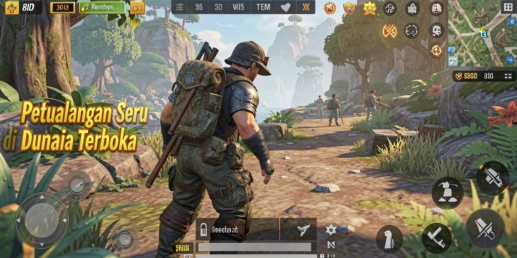 Screenshot utama dari gameplay Open World 8ID yang menampilkan eksplorasi mendalam.