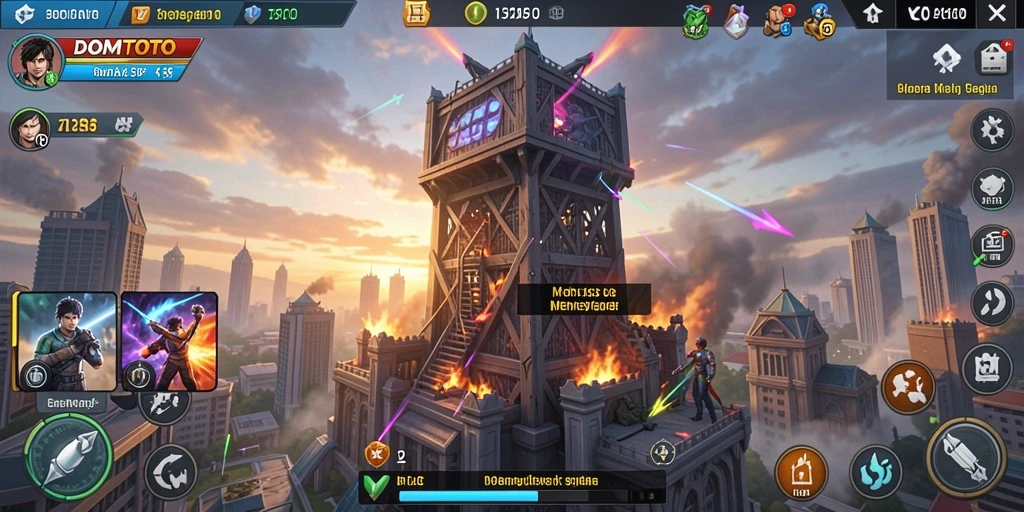 Screenshot gameplay menegangkan dalam DOMTOTO Tower Defense.
