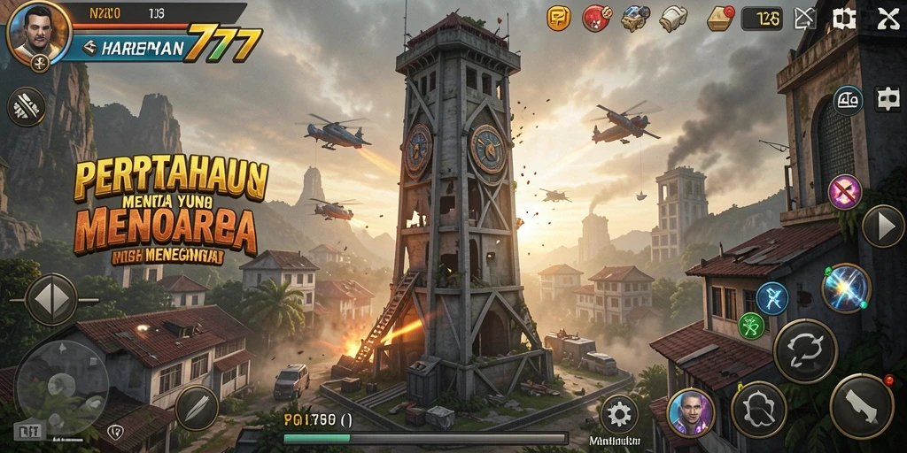 Screenshot gameplay HARAPAN777 dalam pertempuran Tower Defense yang seru.