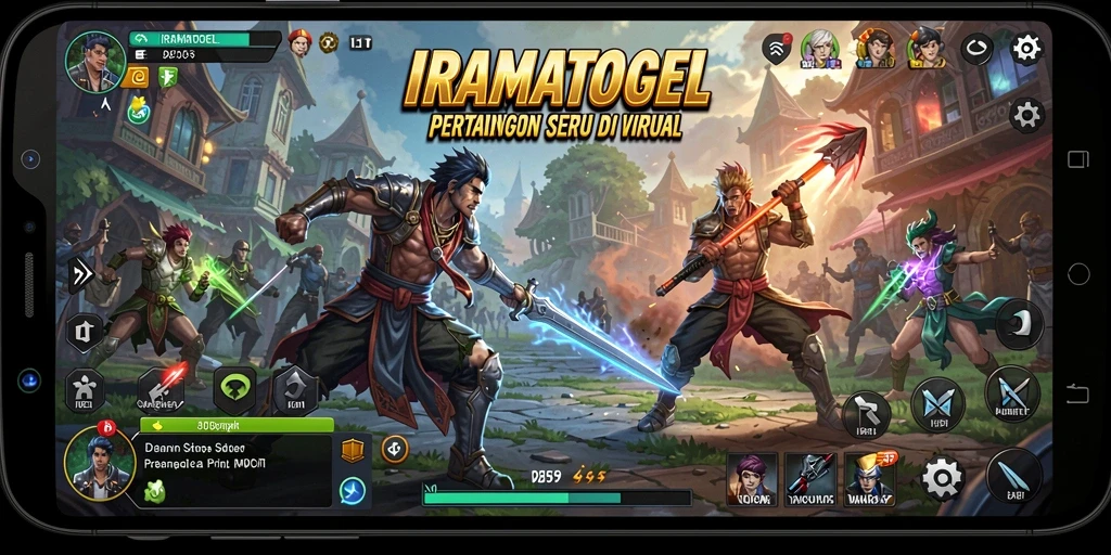 Tampilan gameplay pertarungan mendebarkan dalam IRAMATOGEL.