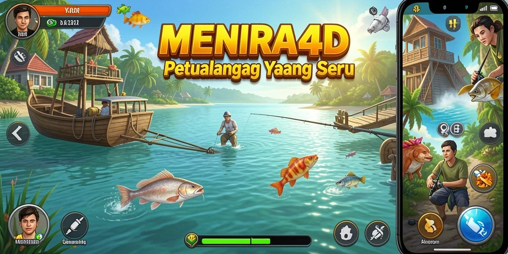 Tampilan gameplay menarik dari MENARA4D saat menangkap ikan.