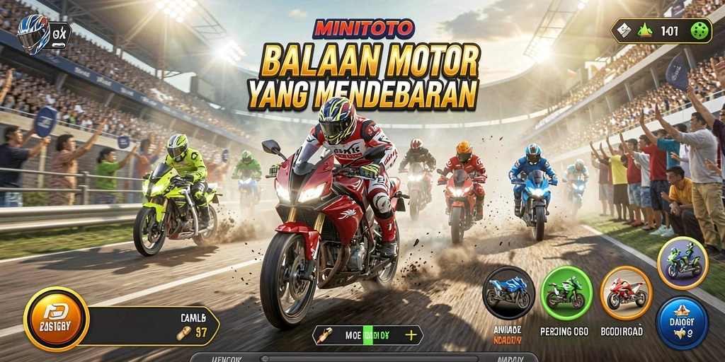 Gameplay seru MINITOTO saat balapan motor.