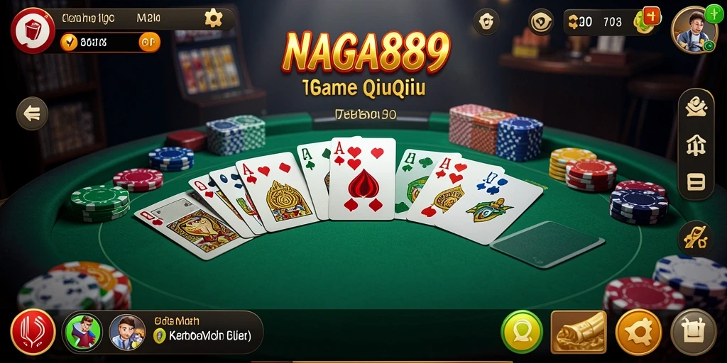 Screenshot gameplay NAGA889 yang menunjukkan suasana permainan QiuQiu yang seru.
