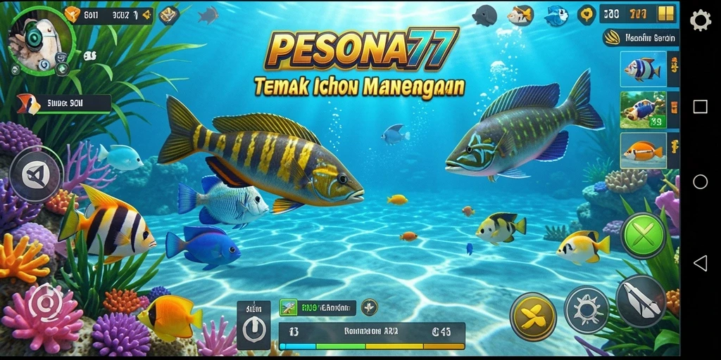 Screenshot PESONA77 menunjukkan aksi seru dalam menangkap ikan.
