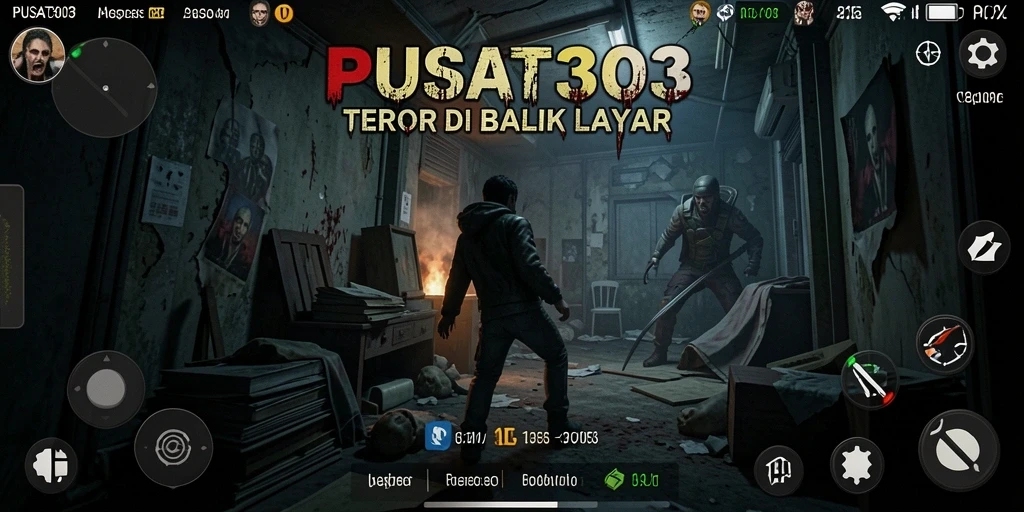 Gameplay PUSAT303 yang mencekam dengan suasana gelap.