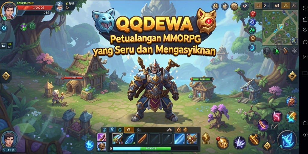 Screenshot gameplay menampilkan pertarungan epik di dunia QQDEWA.