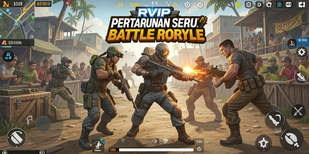 Tampilan gameplay <strong>RVIP</strong> yang mendebarkan dalam aksi Battle Royale.