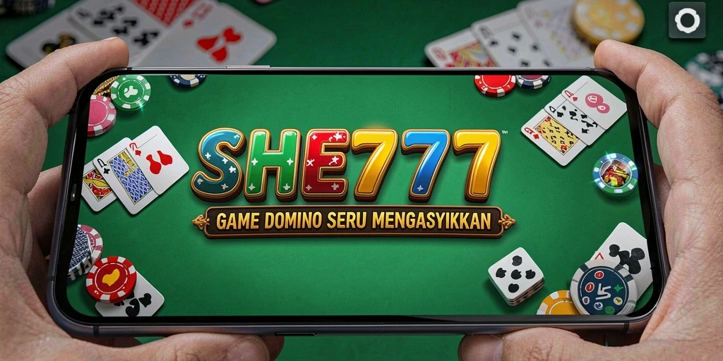 Screenshot gameplay seru dari SHE777, menunjukkan pengalaman bermain Domino.