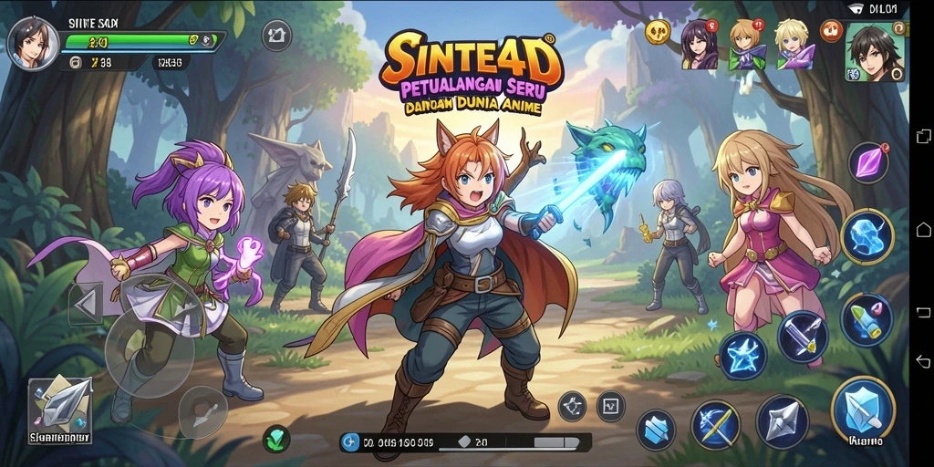 Tampilan menarik dari gameplay SINTE4D yang penuh warna.