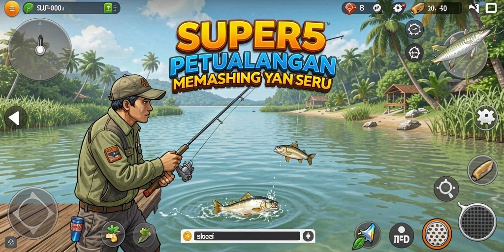 Tangkapan ikan yang mengesankan dalam gameplay SUPER5.